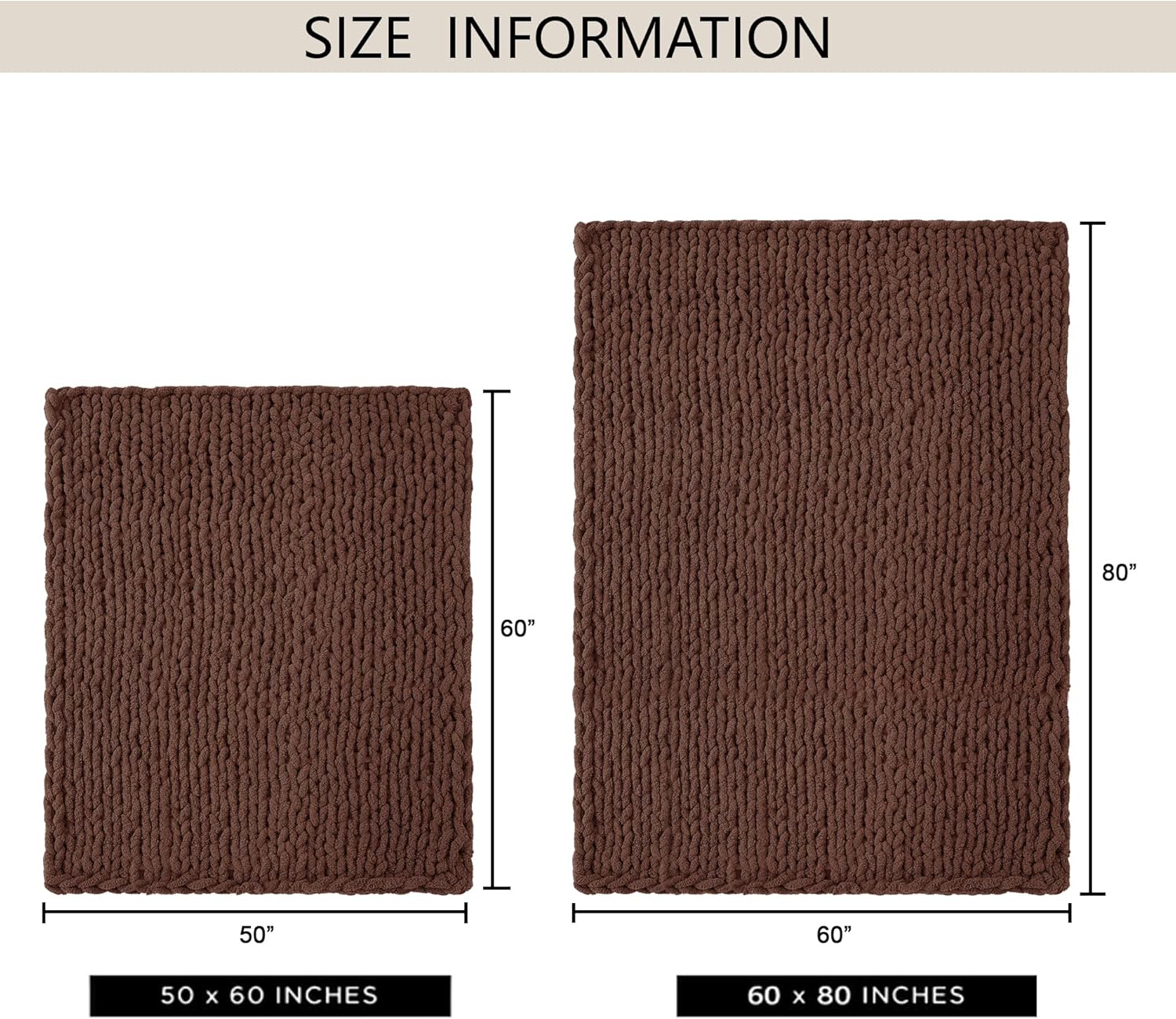 Chunky Knit Throw Blanket 60"X 80", 100% Handmade with Soft Chenille Yarn, 6.7lbs Thick Cable Knitted Blankets, Large Rope Knot Crochet Throws for Couch Sofa Bed Home Decor, Dark Brown - Image 9