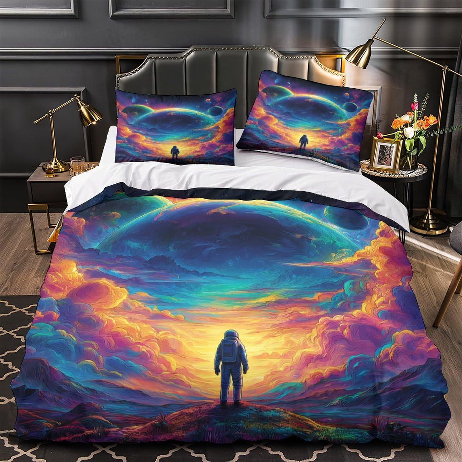 Housse de couette soleil et lune hypoallergénique pour un sommeil sain