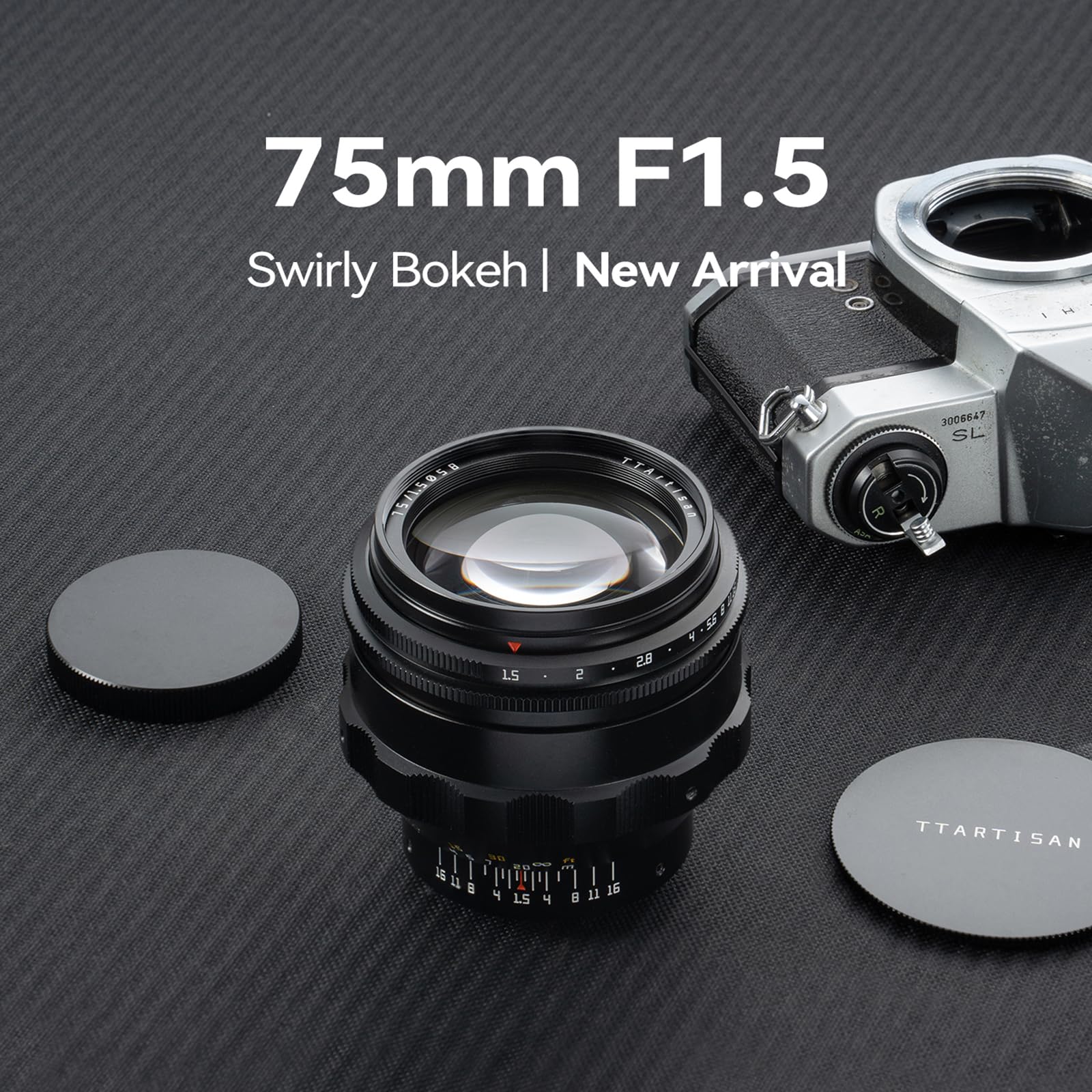 TTARTISAN 75mm F1.5 Swirly Bokeh Lens for M42 Mount Manual Focus Full Frame Camera Lens, Black - Image 2