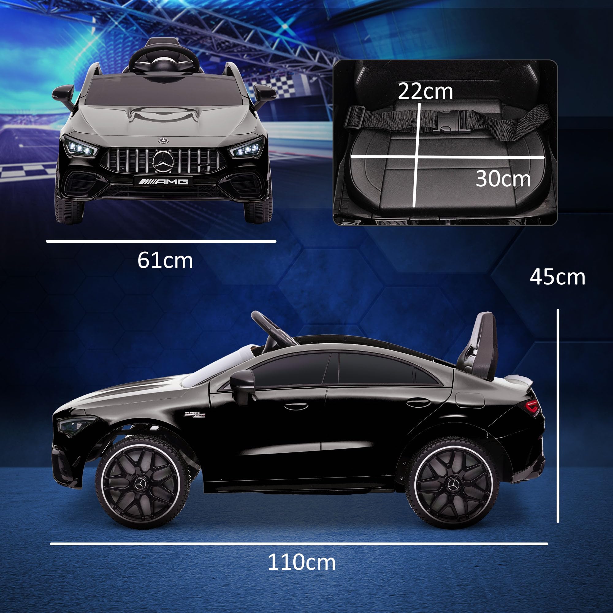 AIYAPLAY Voiture Électrique Enfants Mercedes-Benz AMG CLA 45 12V Noir