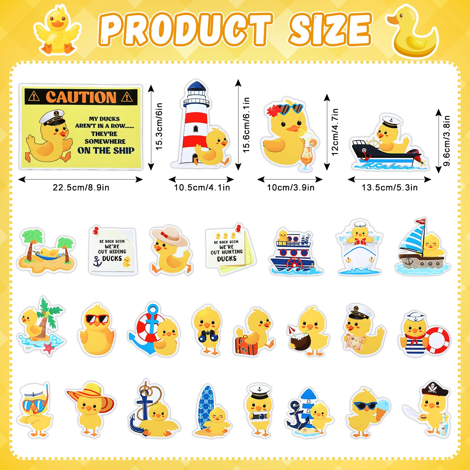 27 x Enten-Kreuzfahrt-Türmagnete, lustige Enten-Kreuzfahrt-Tür-Dekorationen, Enten-Magnete, Aufkleber, Aufkleber, magnetisch, wiederverwendbar, Kreuzfahrtschiff-Magnet für Türen, Auto, Kühlschrank,