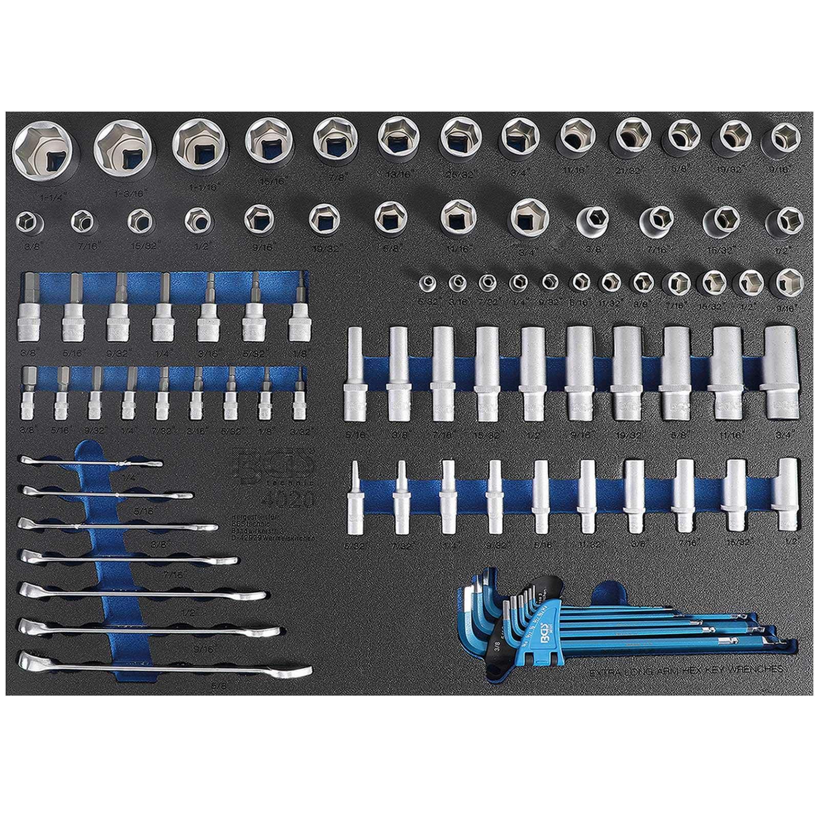 4020 | Tool Tray 3/3: Sockets/Combination Spanners | Inch Sizes | 90 pcs.