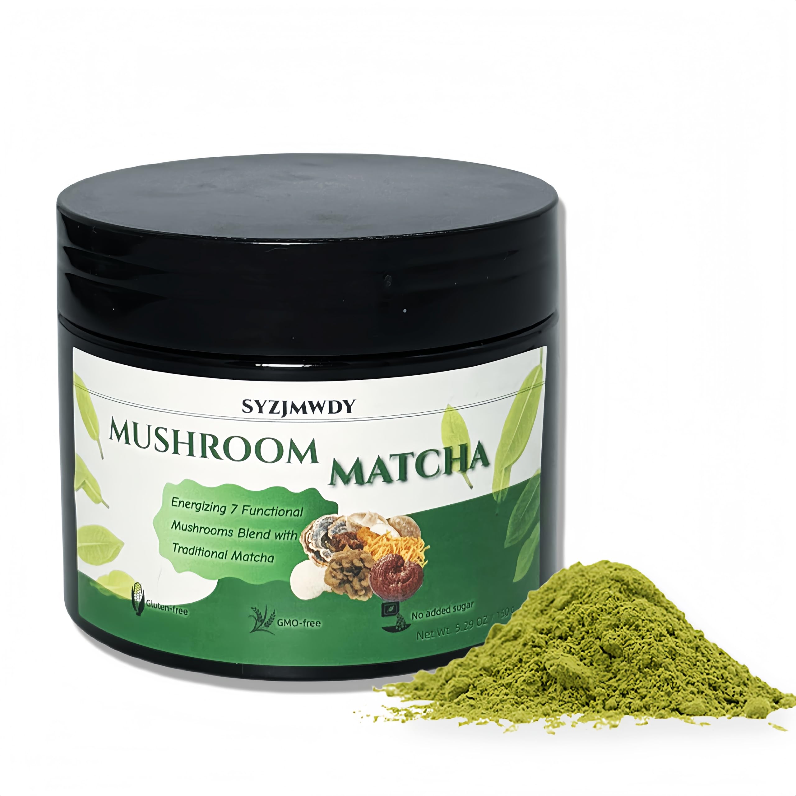 Ceremonial Grade Matcha Green Tea Premium Mushroom Matcha Powder 7 Adaptogen Blend Focus Energy Support Gluten-Free No Sugar