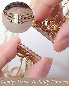 OHINGLT Lucky Necklace Layering Clasps Separator for Stackable, Rose Gold Plated Multiple Necklace Clasps for Women