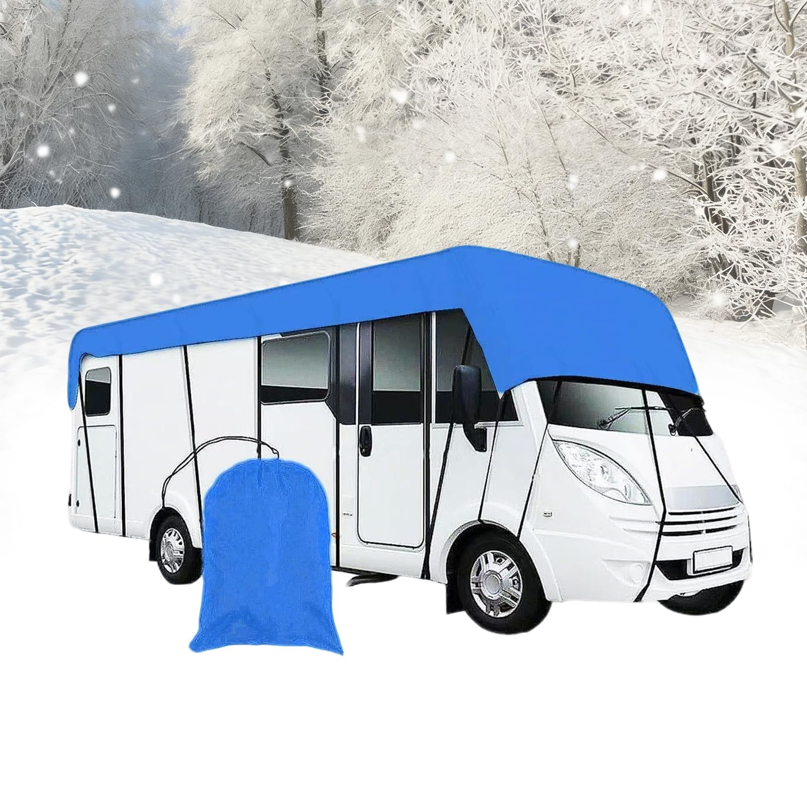 Pokrowiec na kampera, 210D Oxford Popup & Truck Camper, wodoodporna i chroniąca przed słońcem, składany, ciężki blat kampera z wysuwanymi paskami, do samochodu podróżnego, niebieski, 13 x 3,0 m