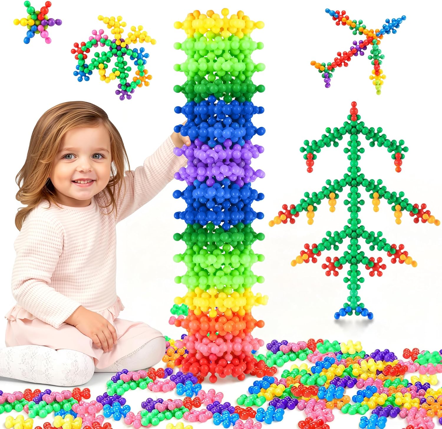 300 Pieces Building Blocks Kids STEM Toys Educational Discs Sets Interlocking Solid Plastic for Preschool Boys and Girls Aged 3+, Birthday for Boys Girls 3-5