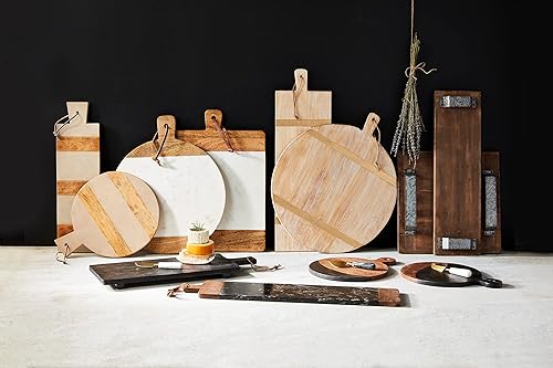 Miniatura 4 de Mud Pie Tableros redondos con correa dorada, círculo 21 1/2 "x 18 1/2"