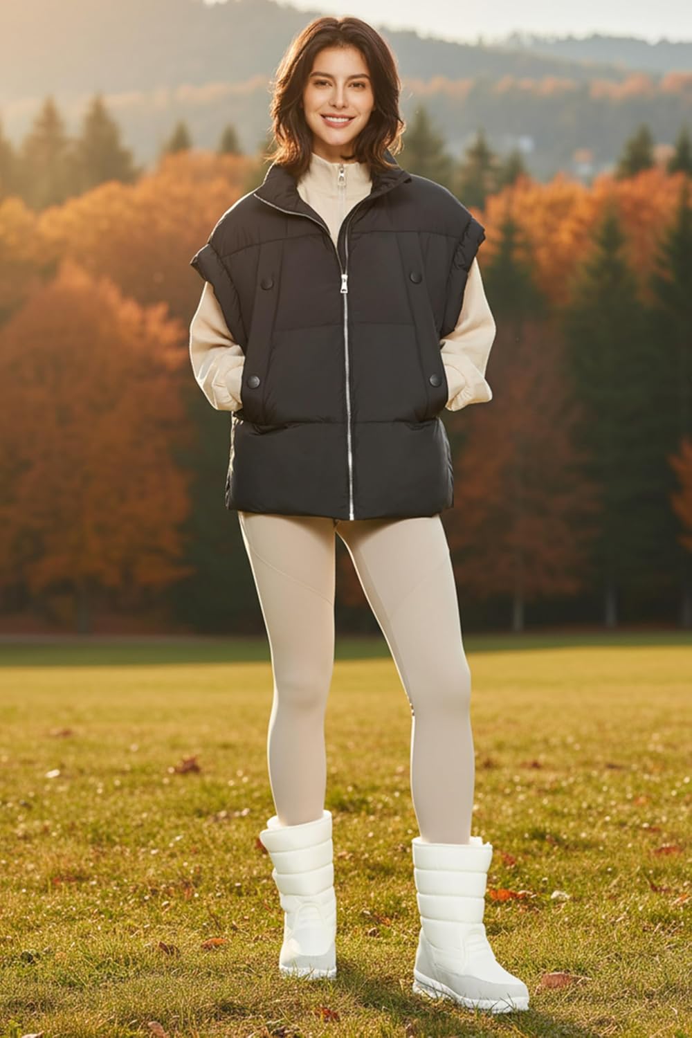 Orolay CHIIONE Oversized Puffer Vest Stand Collar Lightweight Relaxed Fit Winter Quilted Padded Gilet Sleeveless Jacket - Image 7