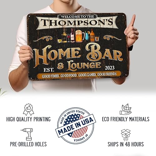 Miniatura 4 de Letrero de barra personalizado, accesorios rústicos personalizados para bar de salón y sótano, letrero de metal 108122002198