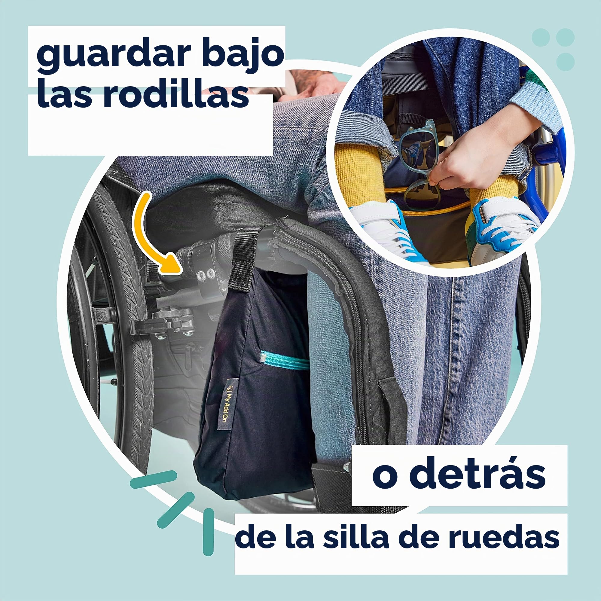 MyBlanket - Manta para silla de ruedas, resistente al viento y al agua, sin levantarse de la silla de ruedas, manual y sillas de ruedas eléctricas, 38 x 24 x 8 cm, lavable a 30 °C, color azul noche