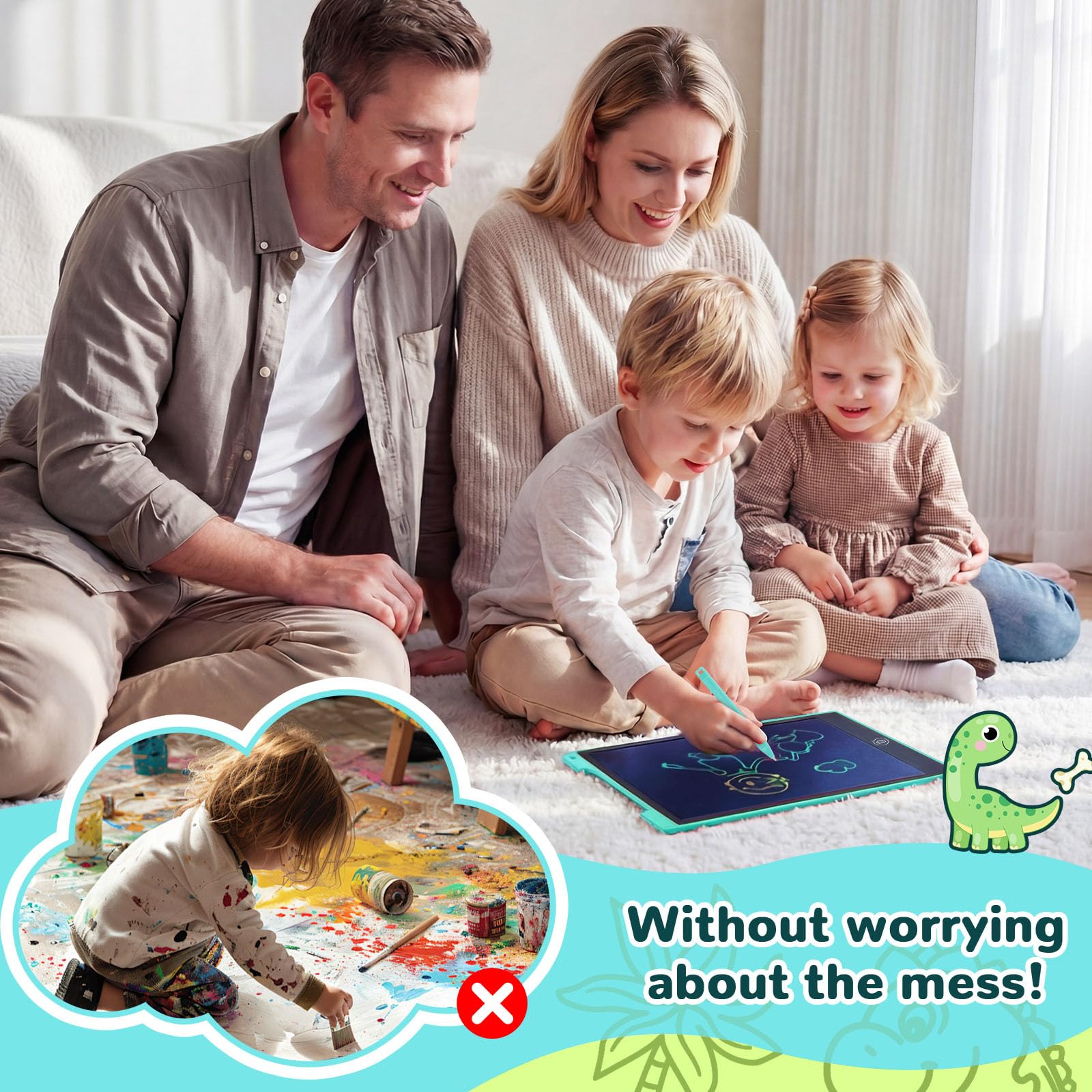 Tavoletta Grafica Bambini 12 Pollici,PINKCAT Giocattolo Bambino Lavagna Disegno Cancellabile Tablet Disegno Grafico Tavoletta da Scrittura LCD Portatile Lavagna Magica Regali Bambini 2 3 4 5 6 7 Anno