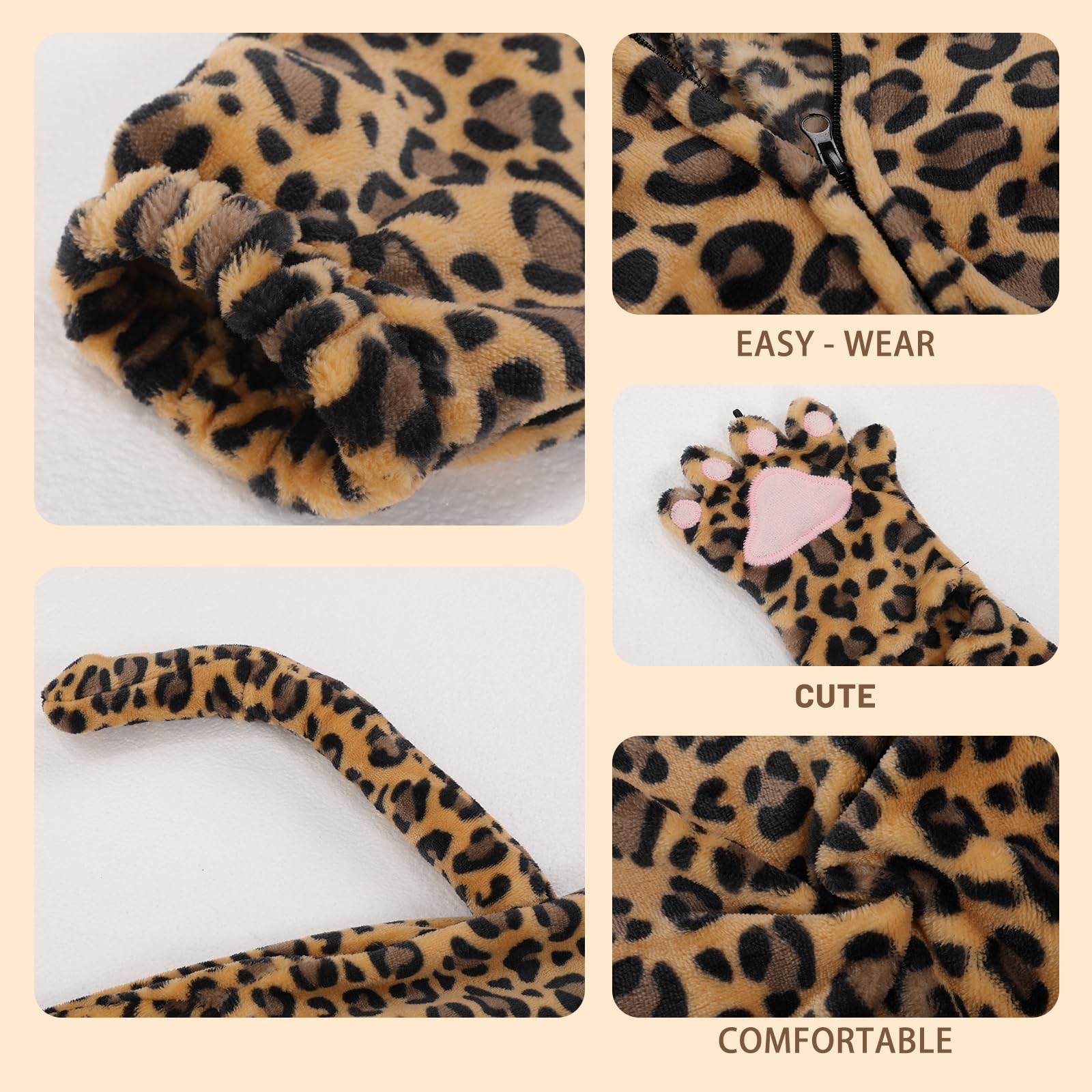JoyinTcos Kids Animal Onesie Leopard Costumes Pajamas Leopard Onesie Kids Cosplay Costum Gifts for Girls Boys Age-XL Multicolor - Image 3