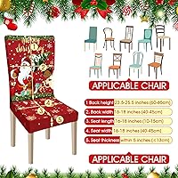 Vista 2 de Ganeen 6 piezas de fundas para sillas navideñas, funda para respaldo de silla de Navidad, funda elástica para asiento de Navidad lavable, protector