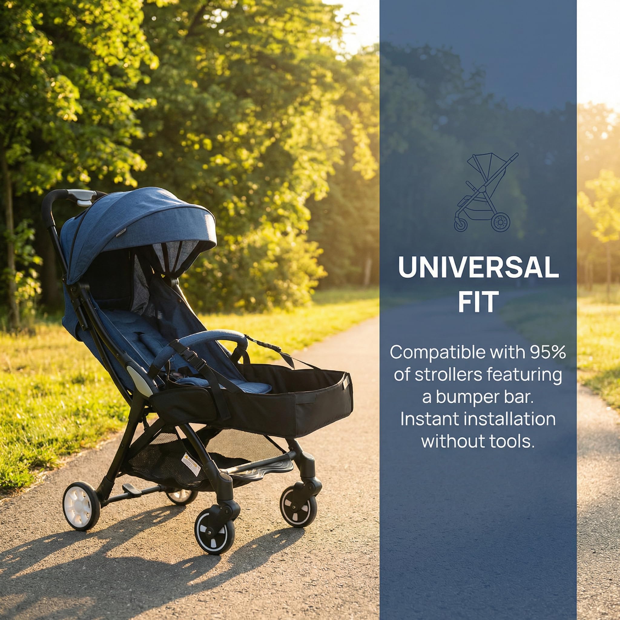 Universal Kinderwagen Fußstütze Verlängerung 50x30 cm - Ergonomische Beinstütze für Kinderwagen mit Armlehnen - Einfach Montiert in 30 Sekunden - Maximierter Komfort für Babys bis 15 kg