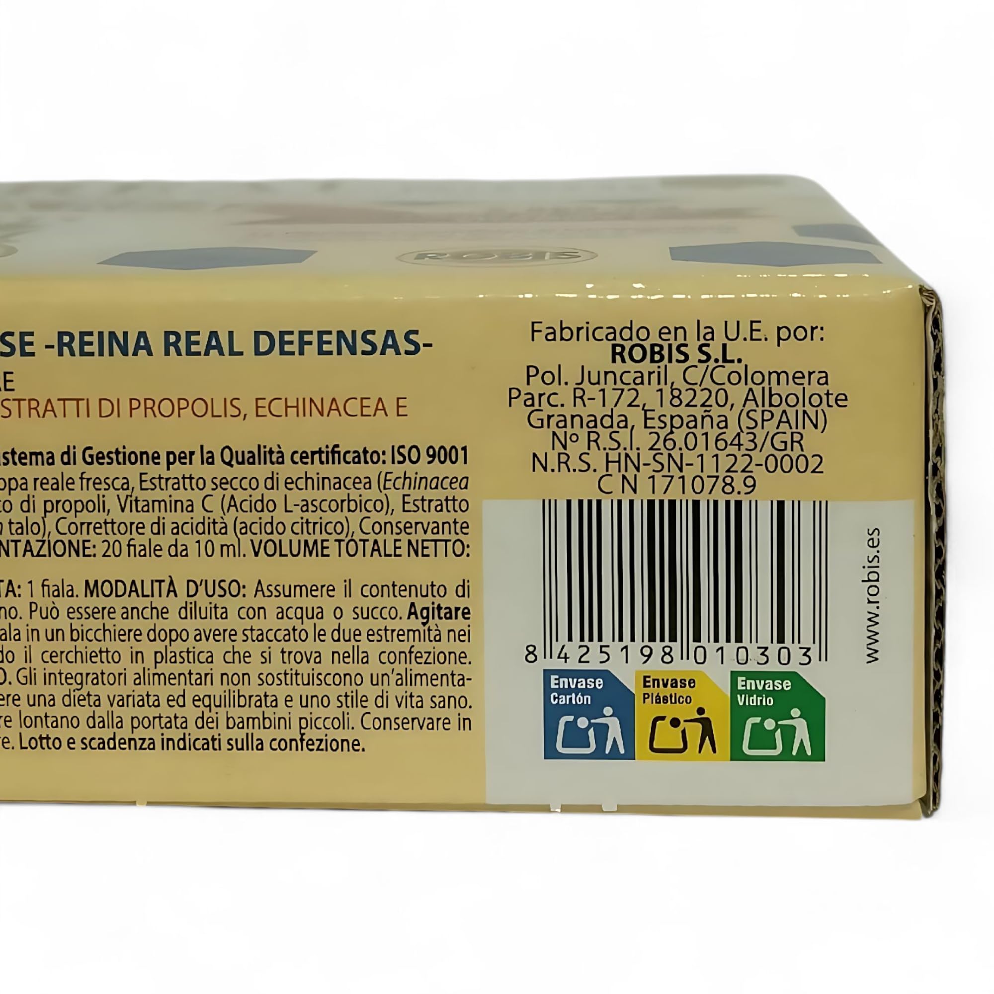 Robis Reina Real Defensas Jalea Real - Pack Ahorro 2 x 20 Ampollas - Complemento Alimenticio con Jalea Real, Propóleo, Equinácea y Vitamina C - Para Reforzar el Sistema Inmunitario y Recuperar Energía