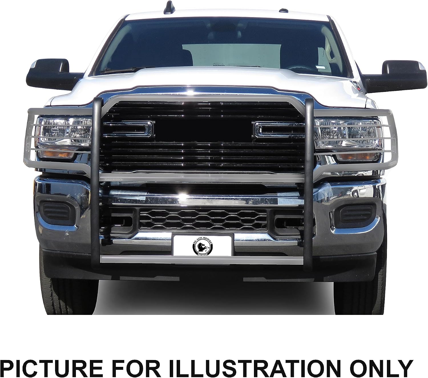 Black Horse Grille Brush Bumper Guard Modular SS Compatible with 2019-2024 Ram 2500|2019-2024 Ram 3500 (Excl. Power Wagon Trim)-17DG113MSS