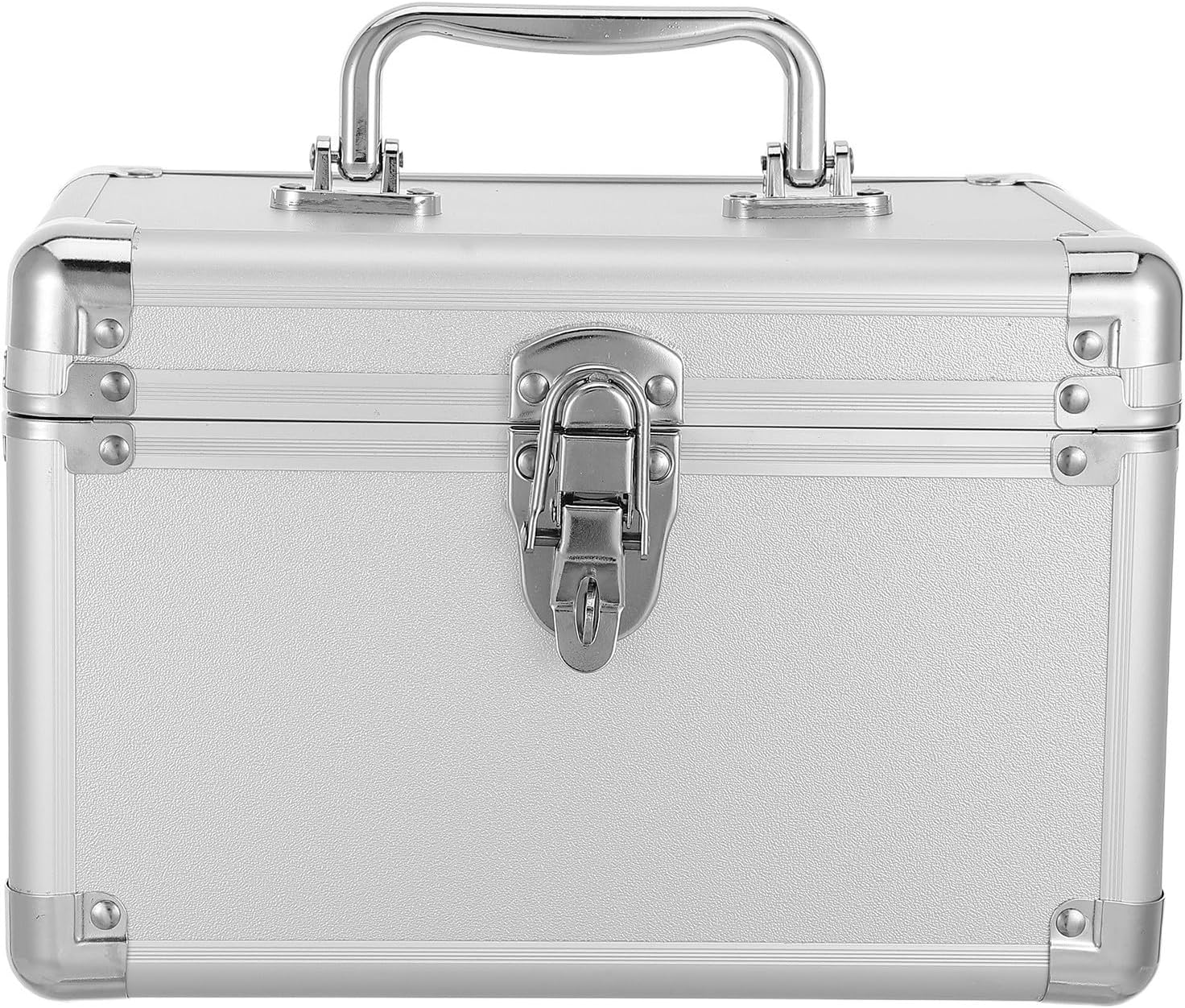 BESPORTBLE Portable and Optimal Organization Aluminum Alloy Tool Box with Handle and Latch, Secure Protection Silver Rectangular Storage Case for Daily Use and Workshop Transfers