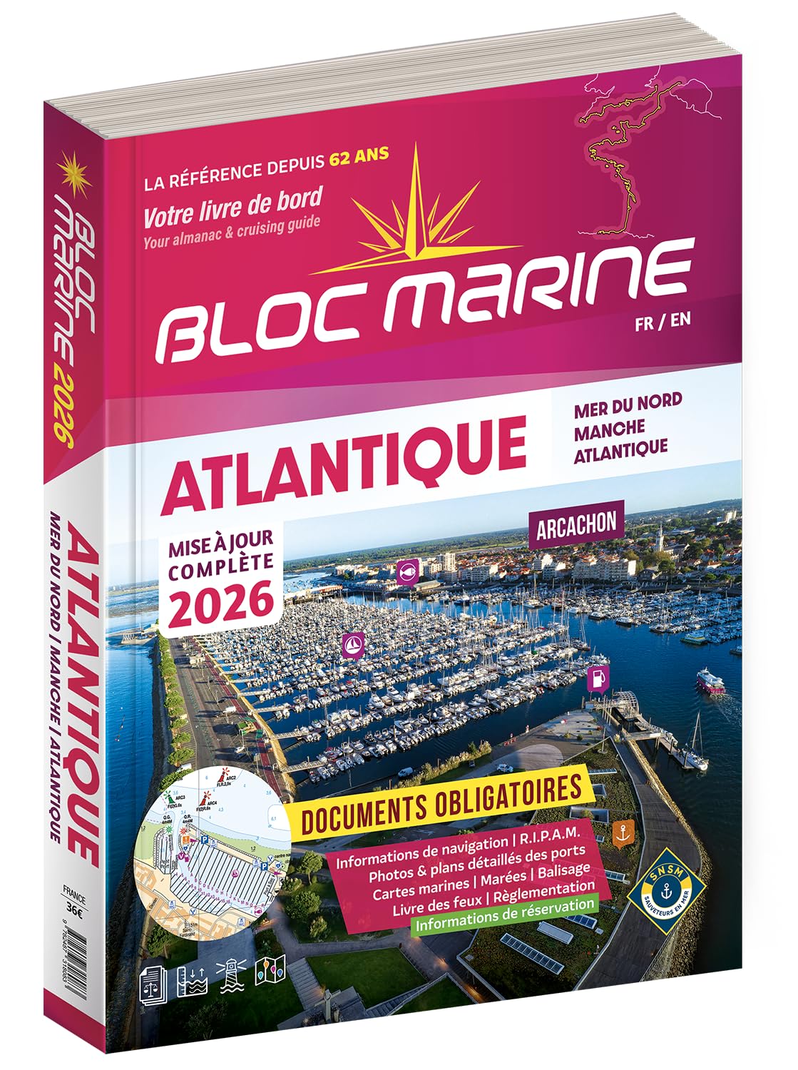 Bloc Marine 2026 - Manche Atlantique, Guide nautique du plaisancier, cartographie marine et plans des ports