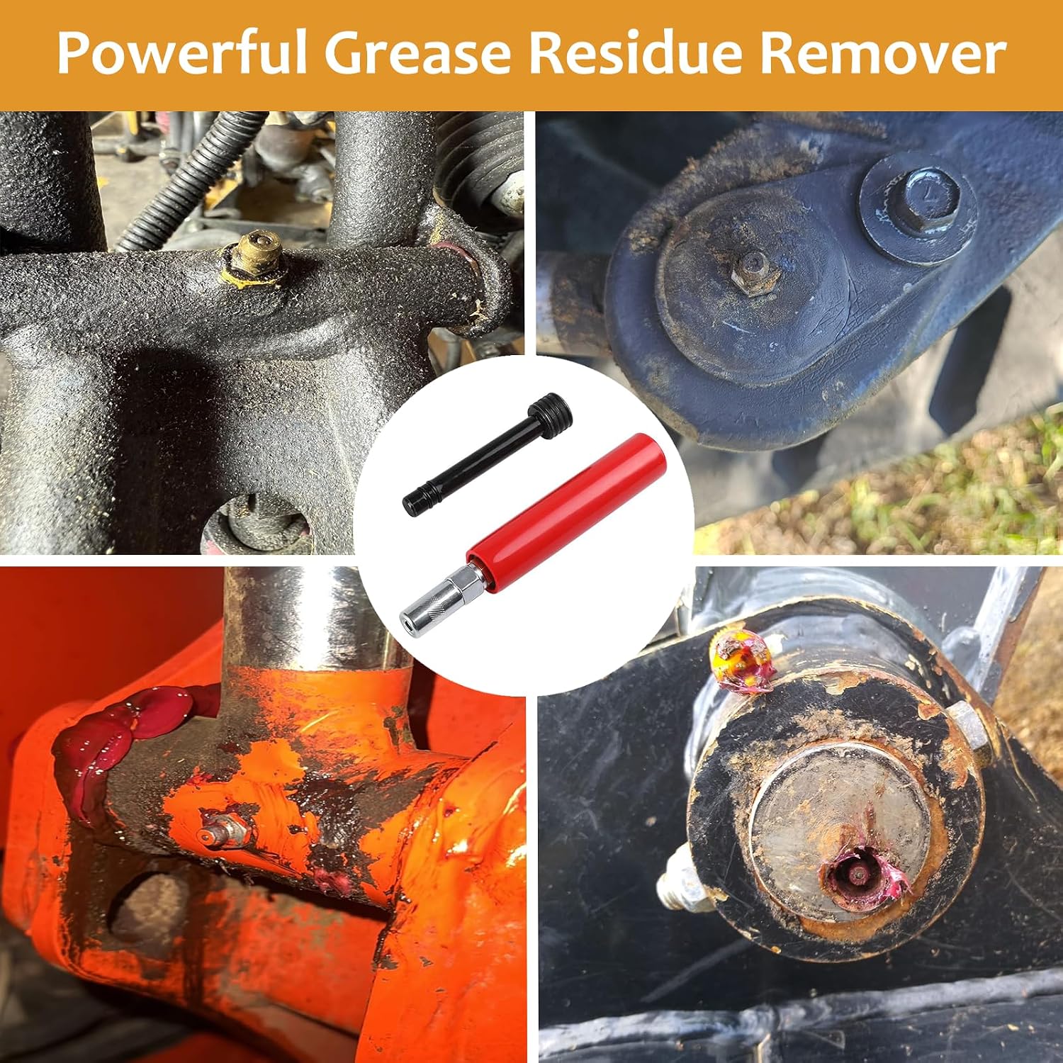 Grease Fitting Cleaning Tool, Grease Zerk Buster Removes Old Dried Grease from Pins, Shafts, Bushings & Joints, Universal for Automotive, Farm & Heavy Machinery