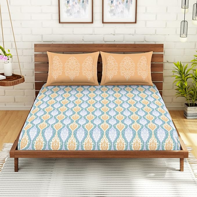 Spaces 100 Cotton Double Bedsheet Soft Feel Skin Safe Breathable 210