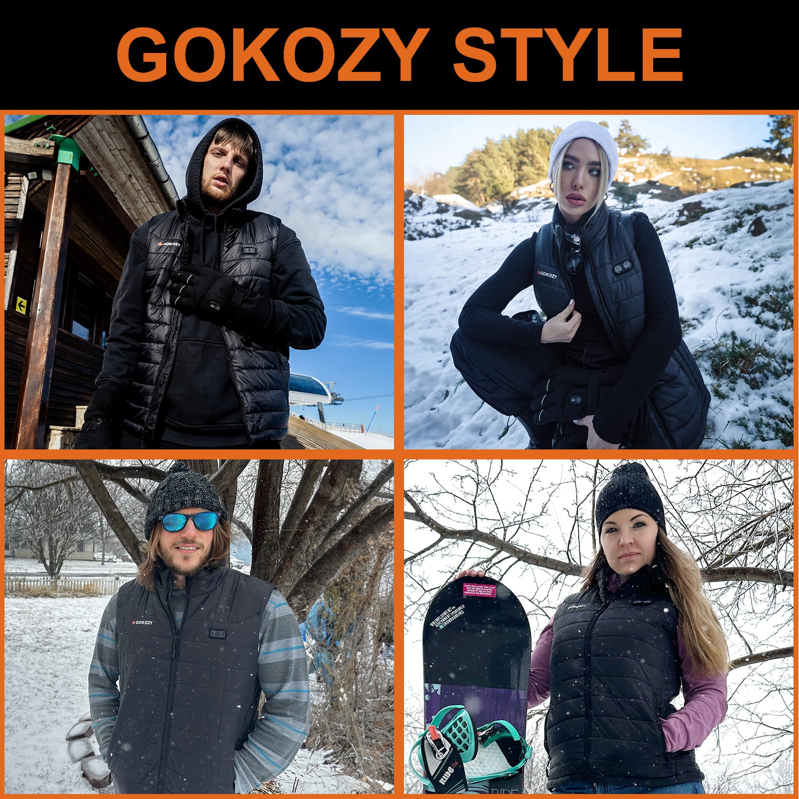 Gokozy gilet chauffant homme avec 10000mah batterie incluse pour 5 zones de chauffage Gilet chauffant Réglage en trois étapes pour un chauffage rapide intelligent chauffé pour la pêche et la chasse