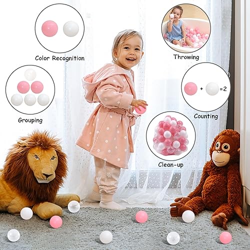 Miniatura 3 de Pelotas para niños pequeños, 100 unidades, pelota de plástico sin BPA para niños y niños, bolas oceánicas a prueba de aplastamiento de 2.16