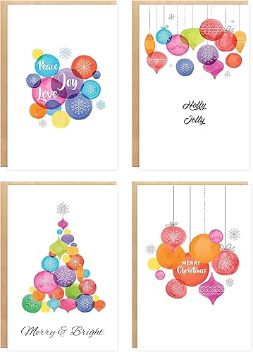 easykart labels Surtido de 20 tarjetas de Navidad con sobres y calcomanías de sellado, 4 temas coloridos de vacaciones y Navidad, 6.75 x 4.5