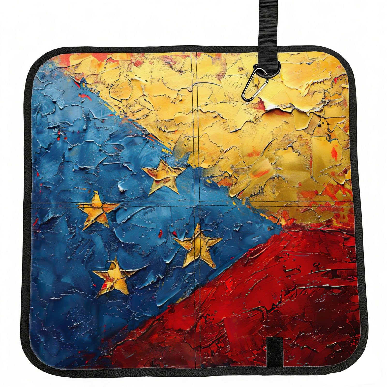 DIEzig Flag of Venezuela Printed Compact Foldable Sitting Pad Oxford Base, Portable Cushion for Fishing Sports Events