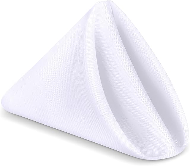 KICHLY Cloth Napkins [24 Pack, White] 43x43cm, 100% Polyester Dinner Napkins with Hemmed Edges, Washable Napkins Ideal for Parties, Weddings and Dinners
