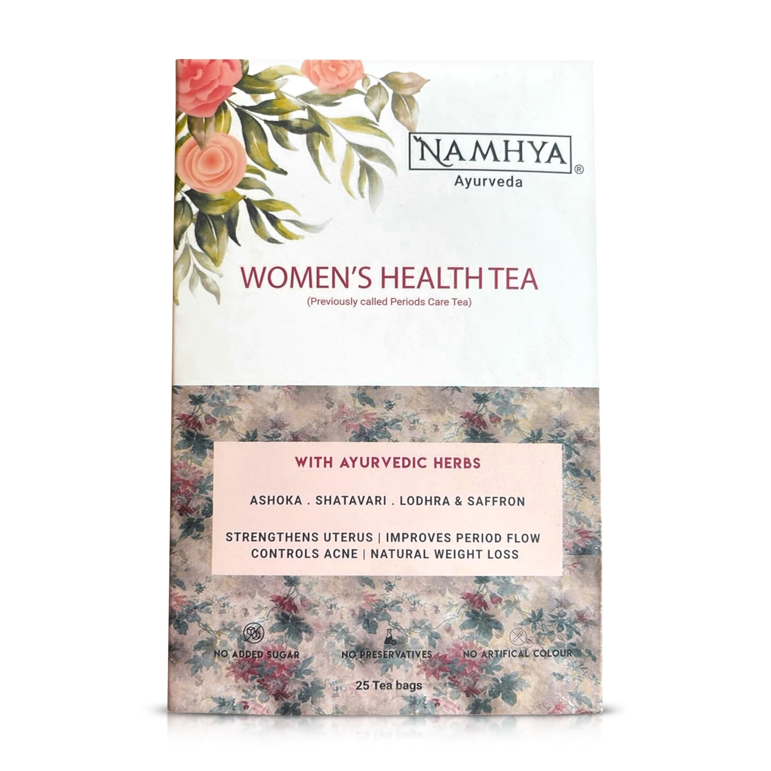 Ayurveda Women Health Tea with Shatavari, Ashoka & Ashwagandha - Supports Ease in PMS, PCOS, Hormonal Balance, Estrogen Regulation, Menstrual Health & Pain-Free Periods -25 Unflavored Tea bags