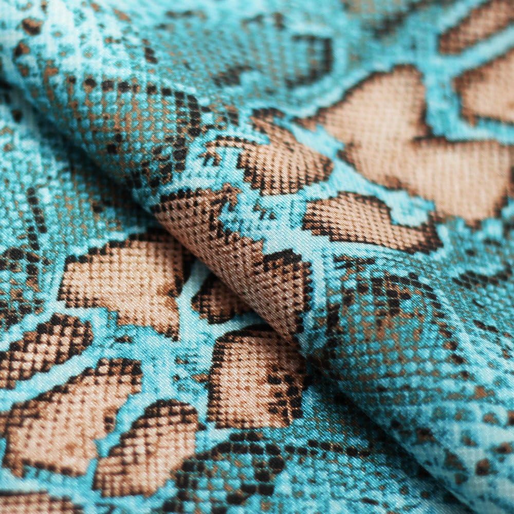 Snake Skin 4-Way Stretch Print Fabric | for Swimwear, Athletic wear, Activewear, Yoga Pants, Leggings | 84% Poly, 16% Spandex (1 Yard, Turquoise)