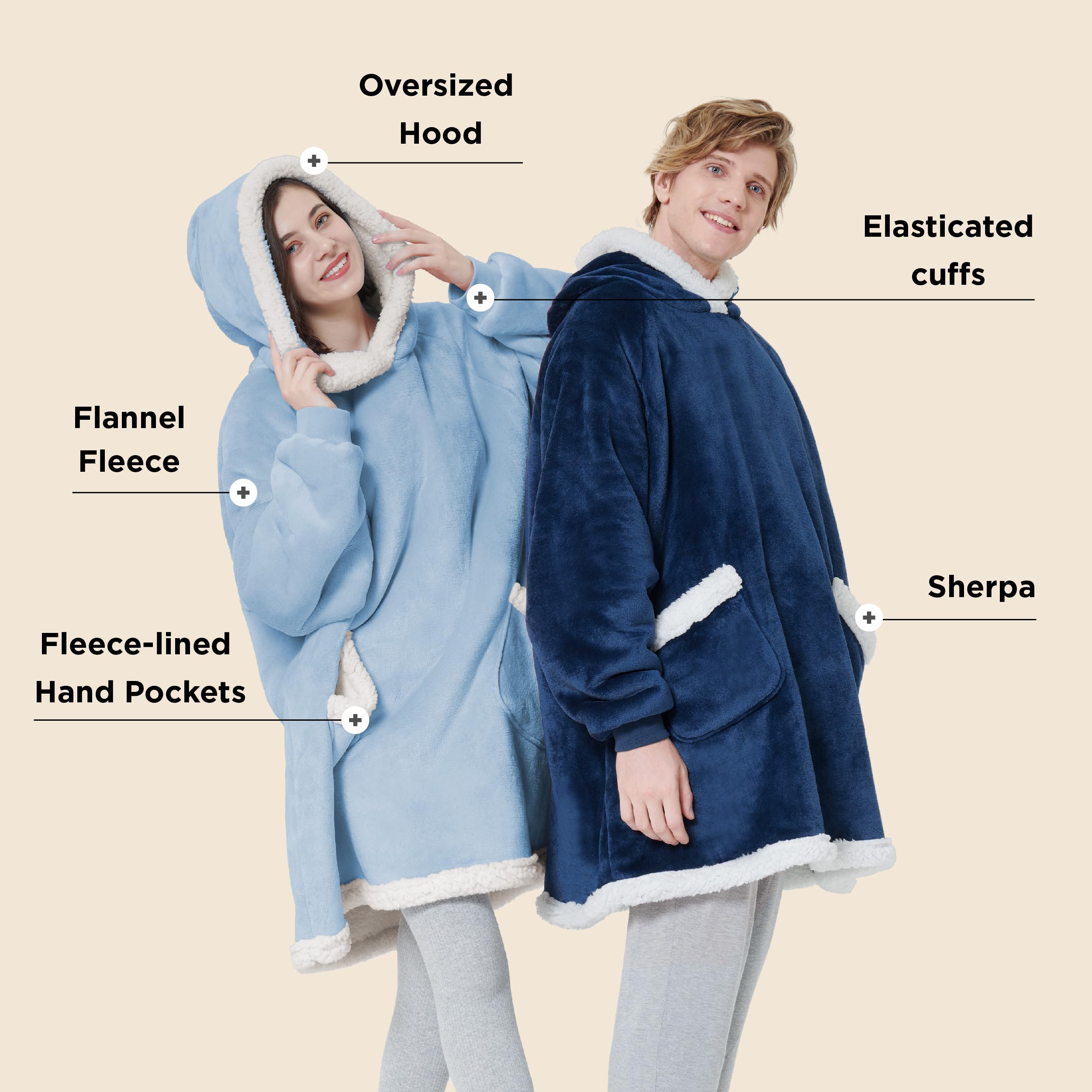 Amazon.com: Bedsure Blanket Hoodie, Wearable Blanket for