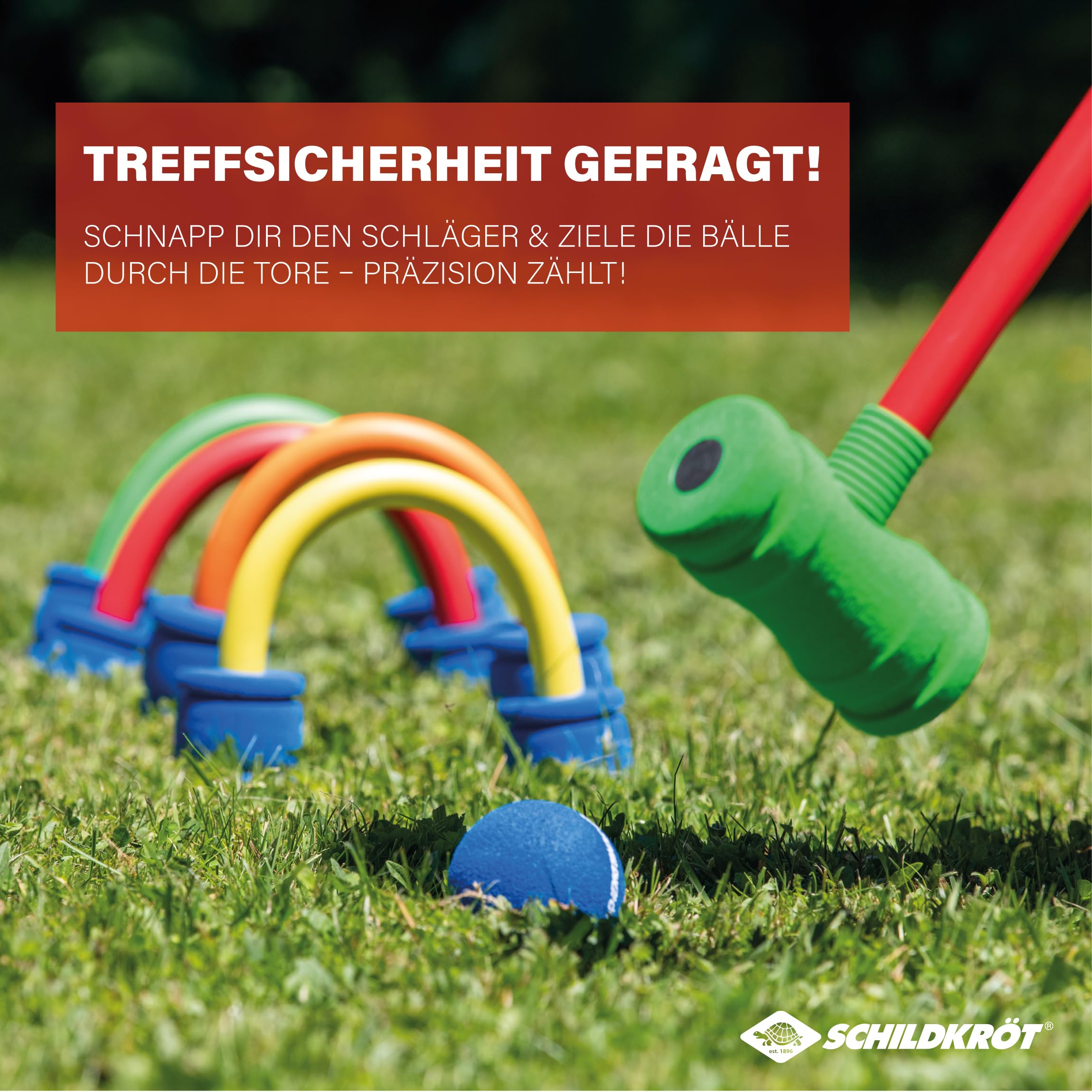 Schildkröt Jeu de Croquet Souple Set en Mousse pour Enfants 2 maillets 2 balles 4 arceaux