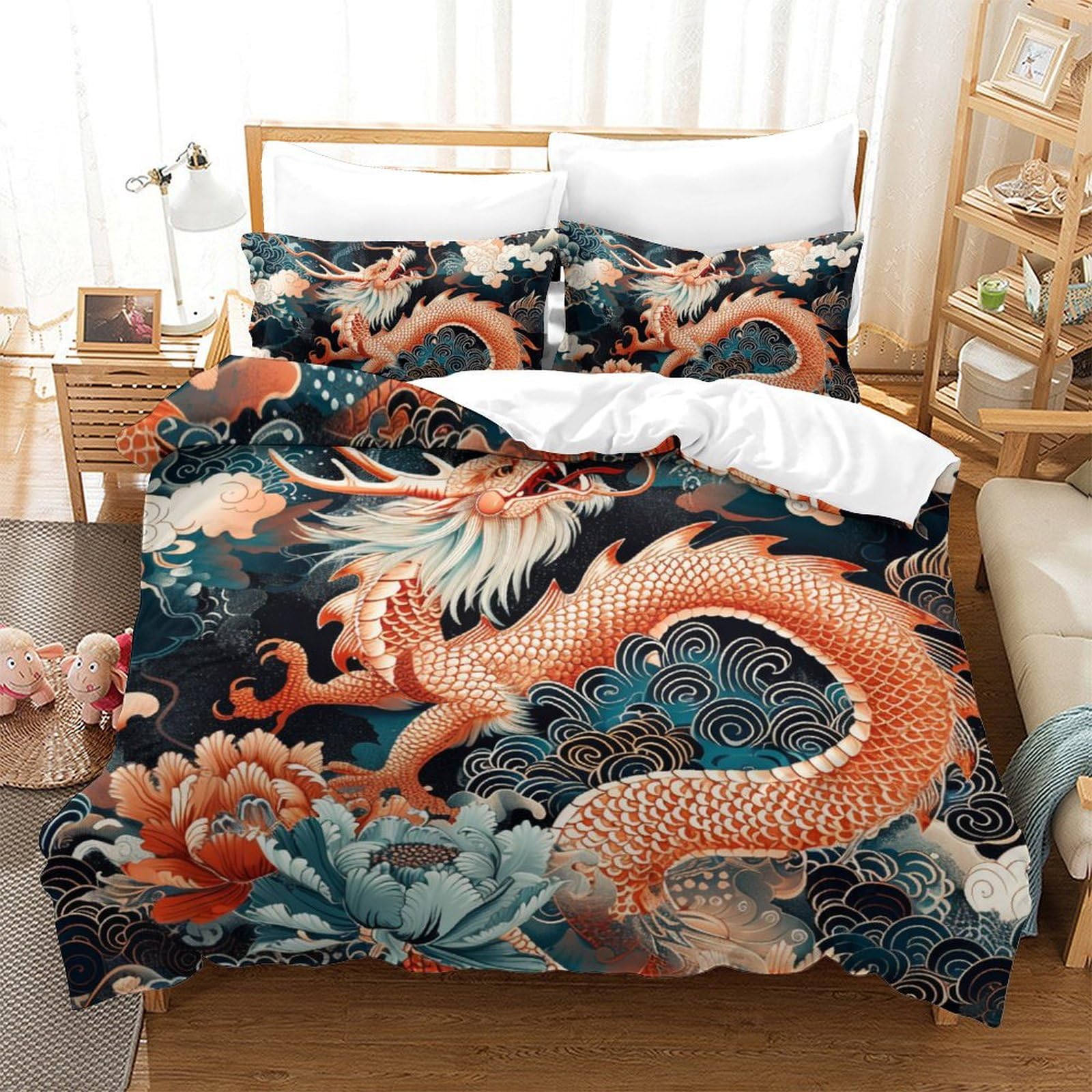 Housse de couette dragon 3D parure de lit magique pour transformer le sommeil des passionnés