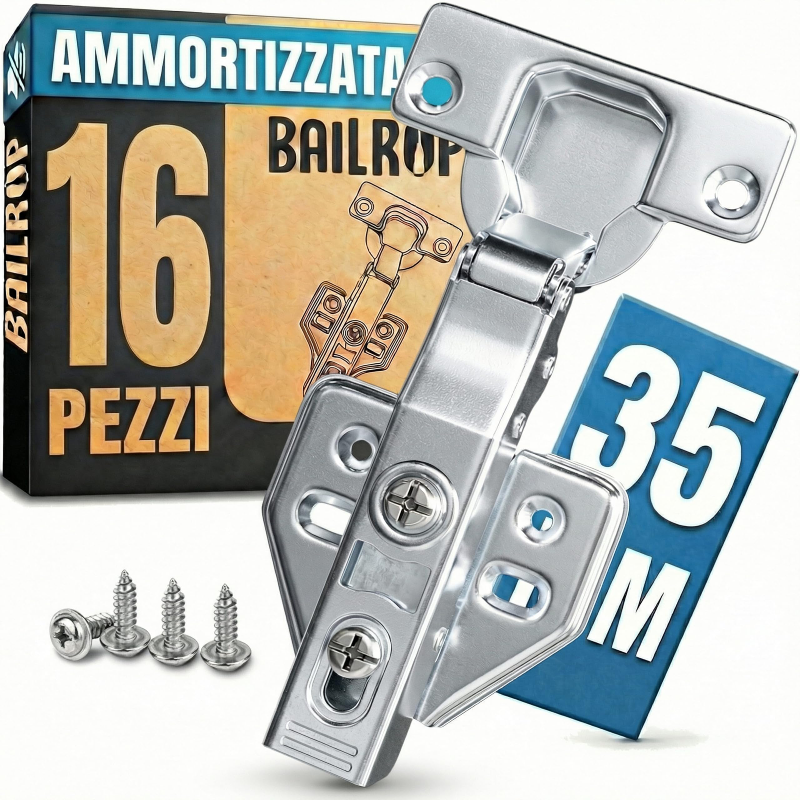 Zawiasy Softclose do drzwi szafy (16 sztuk) – zawias do pełnego pokrycia 35 mm – zawiasy garnkowe w standardowym rozmiarze – zawiasy do szafek i mebli – taśmy do garnków z amortyzatorem