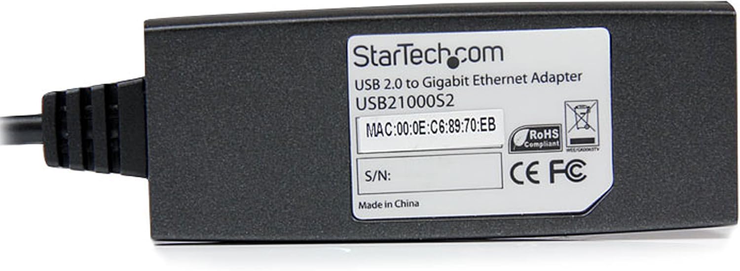 StarTech USB 2.0 to Gigabit Ethernet NIC Network Adapter (USB21000S2)