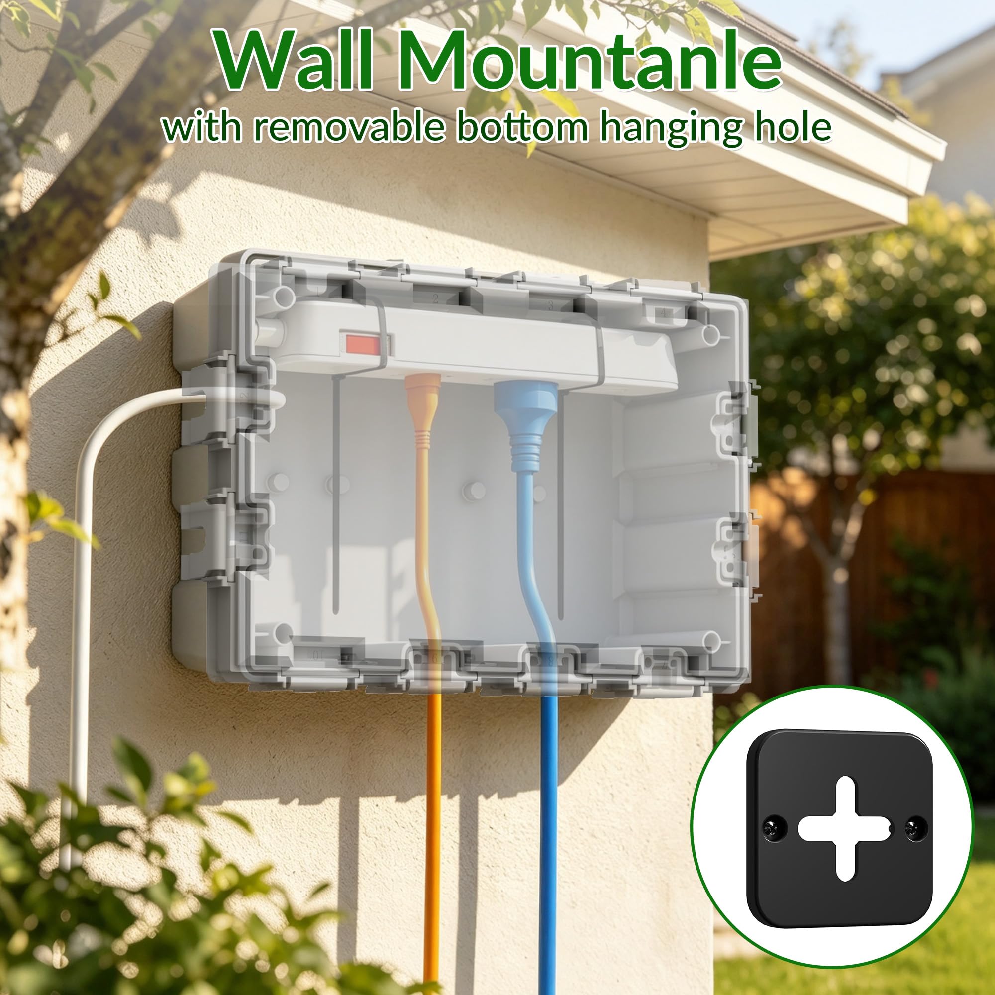 Elektrische Box für den Außenbereich, IP54, wasserdicht, große Verlängerungskabelabdeckung, 12 Eingänge (33 x 22,20 x 11,53 cm), Kabelstecker-Schutz, Sicherheitsbox für Steckdosenleiste