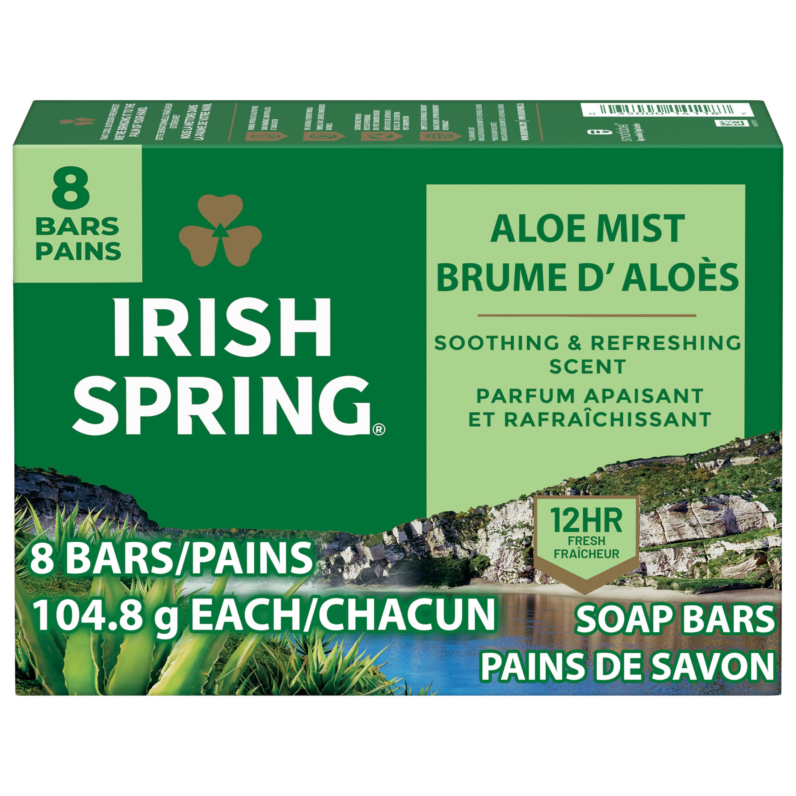 Irish Spring Aloe Deodorant Soap Unisex 8 Count