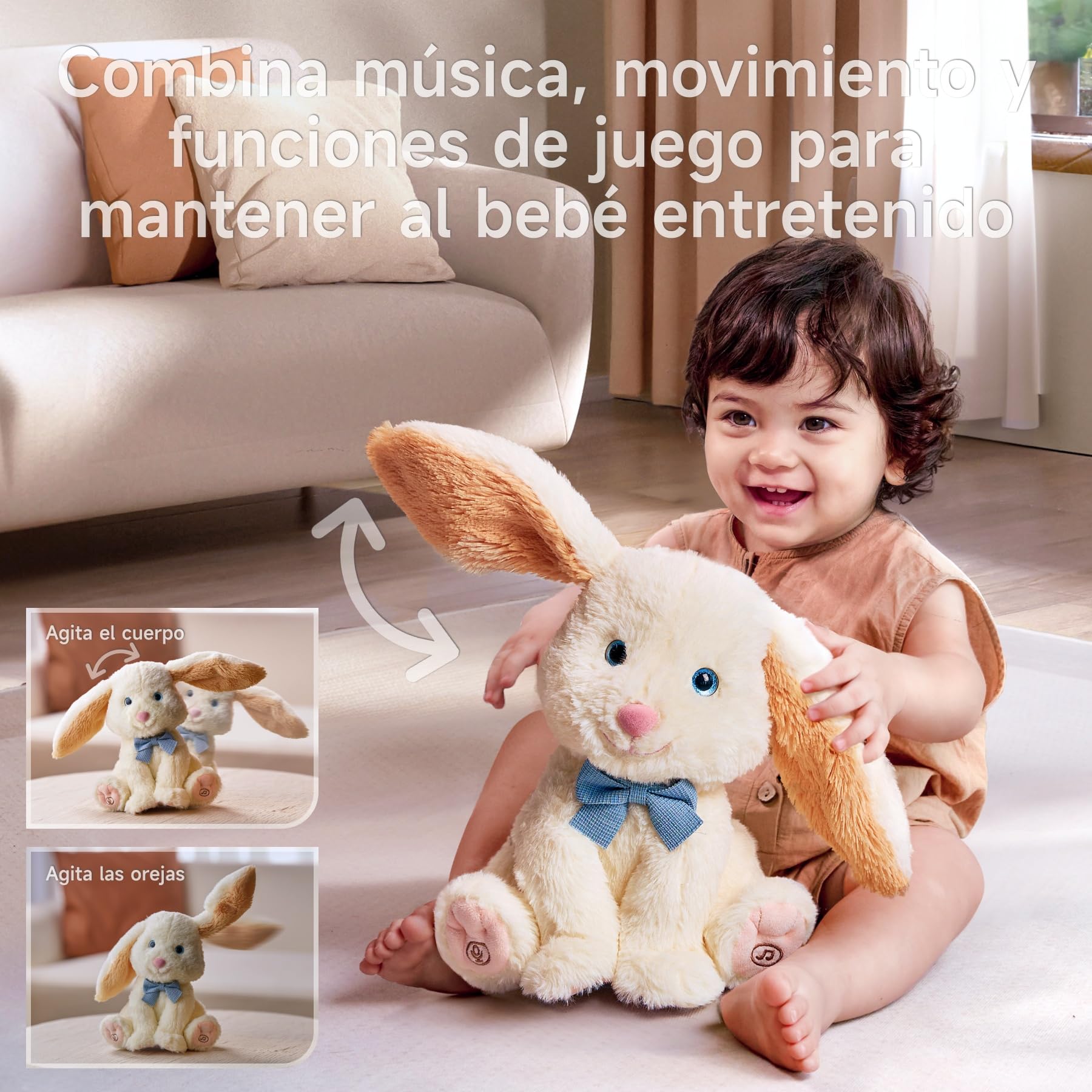 TUMAMA KIDS Juguetes Peluche Bebe, Conejito Mascotas eléctrico, Canta, Repite lo Que Dices, Juguete interactivas, Juguetes niña 1 2 3 años, Animales de Peluche Juguetes para Bebes