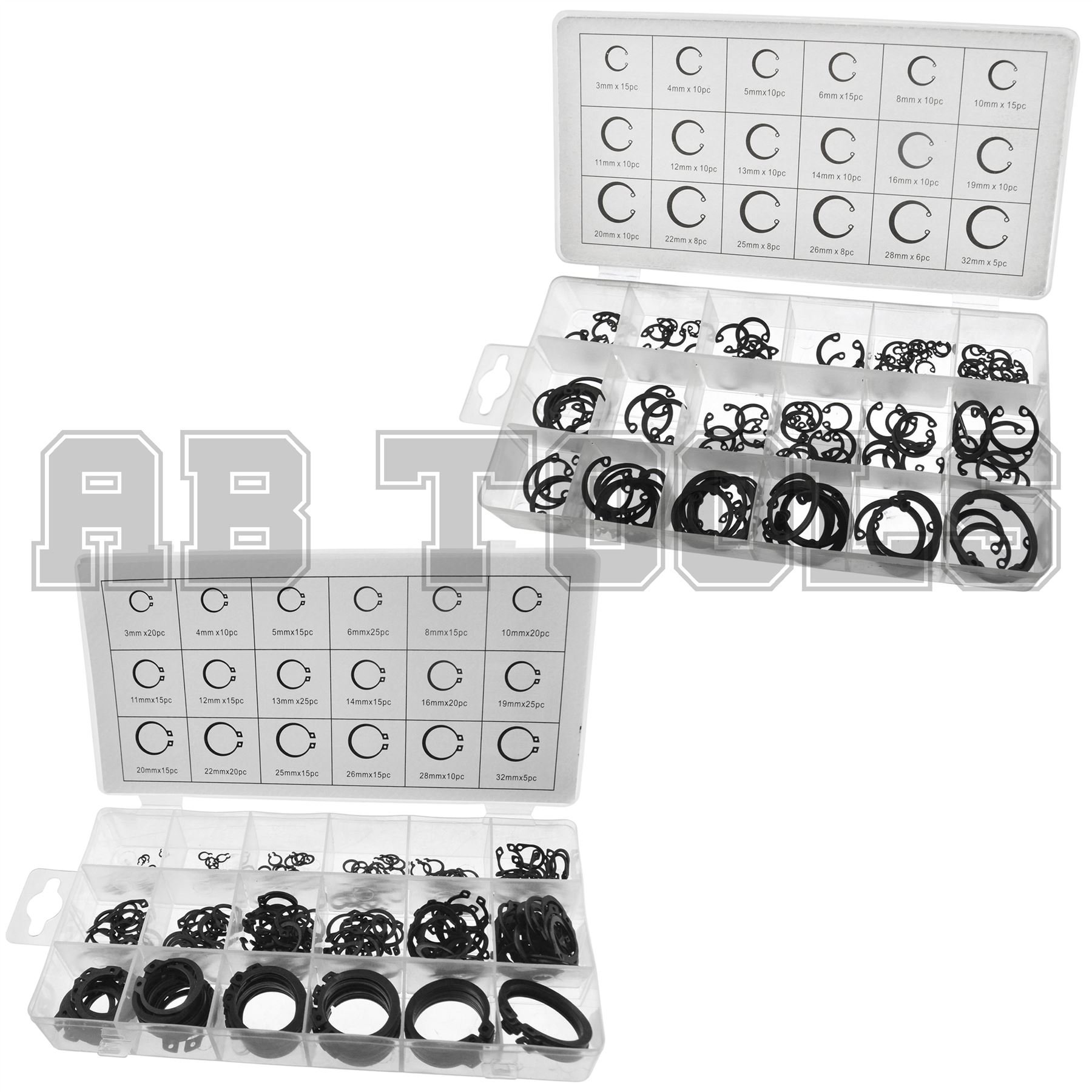 Internal & External Circlip Set Snap Retaining Ring Fasteners 480pc AST01_AST03