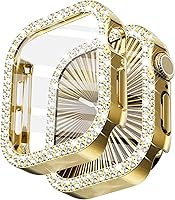 Vista 66 de Surace - Carcasa compatible con Apple Watch de 1.65 pulgadas con protector de pantalla de cristal templado, diseño brillante con 300 diamantes