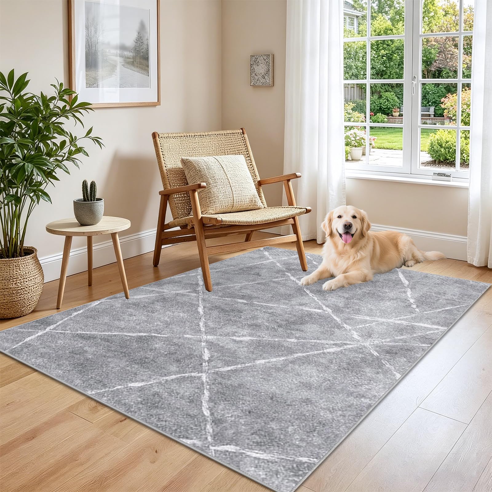 Tapis à poils courts antidérapants lavables à la machine pour maison