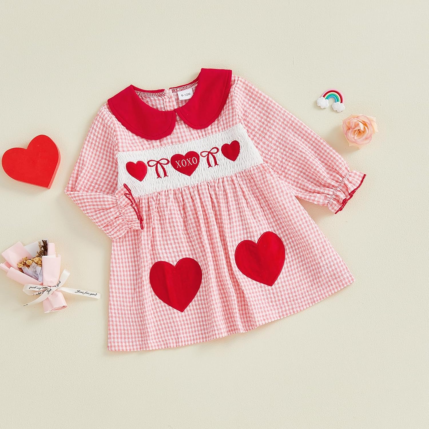 Toddler Little Girl St Patricks Day Smocked Dress Shamrock Embroidery Long Sleeve Doll Collar Plaid Irish Dresses - Image 3