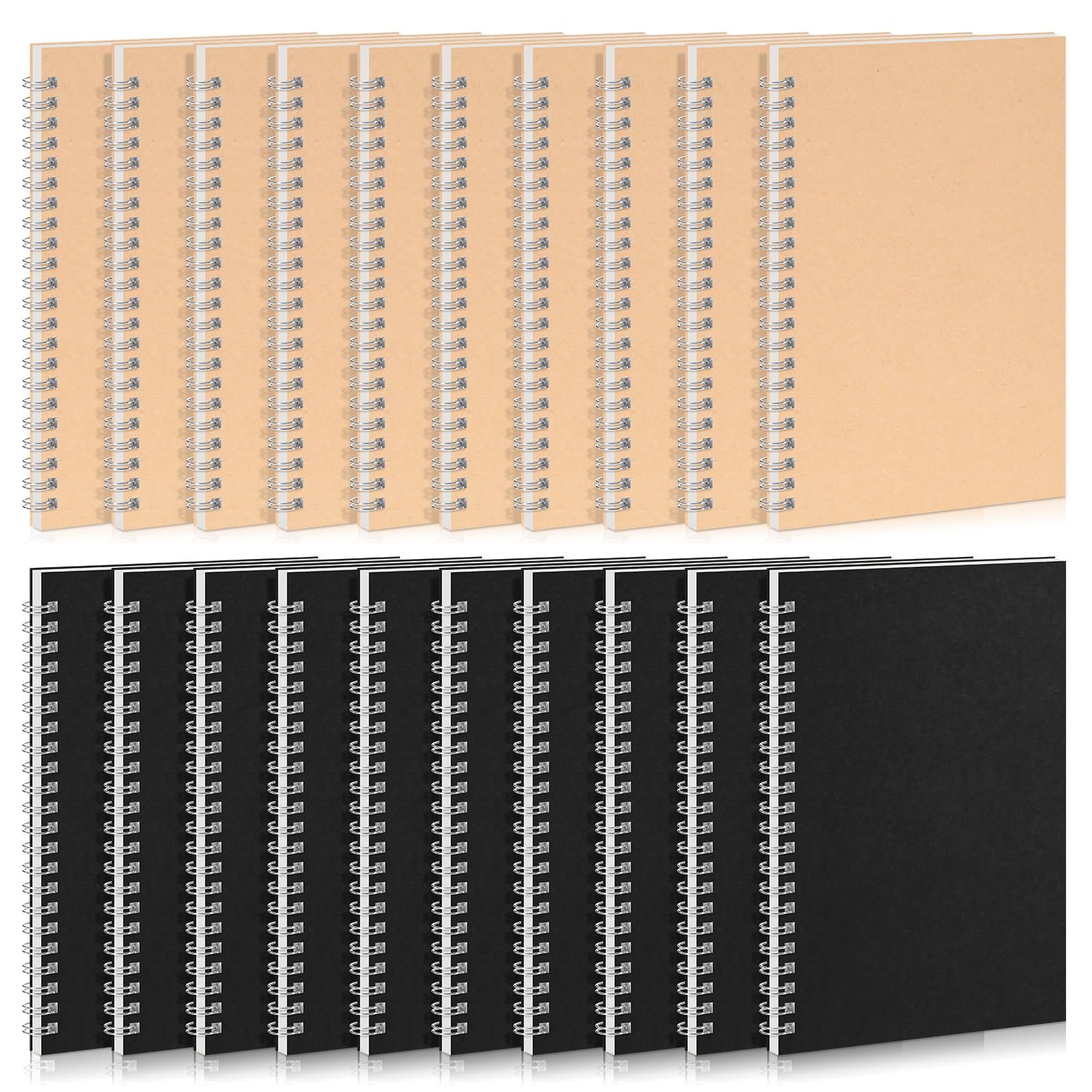 JJUNW 20 Pack A5 Spiral Notebook College Ruled Journals Notebook 5x8 Inches Ruled Lined Paper for Work, Sketches, Study, Notes Taking, Travel, 50 Sheets 100 Pages (Black, Kraft)
