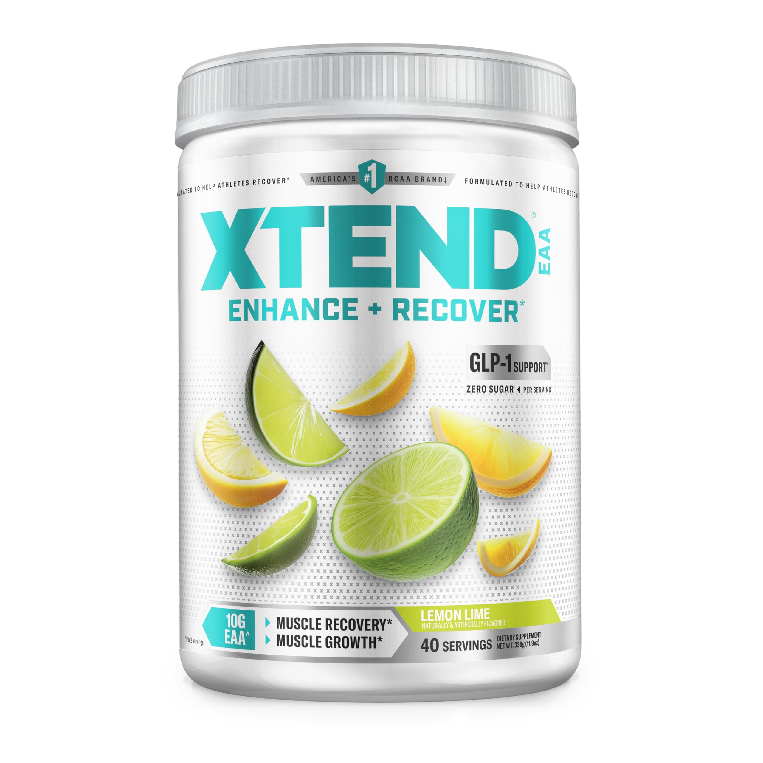 Xtend EAA Essential Amino Acids, Zero Sugar, 40 Servings,Muscle Recovery and Growth (336g, Lemon Lime)