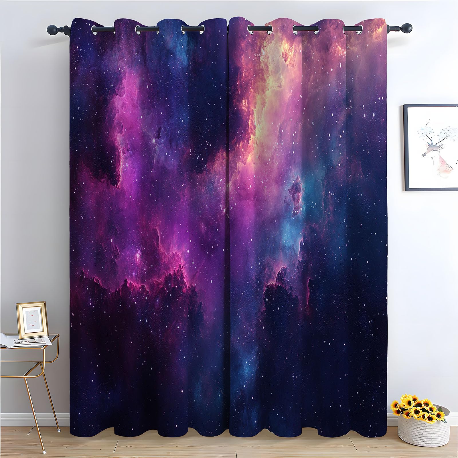 Tende Oscuranti Per Interni 2 Pannelli Nuvole 3D Tenda Oscurante Termica Isolante Finestre Moderne Decorare-A140 x L110 cm (2 Pannelli)