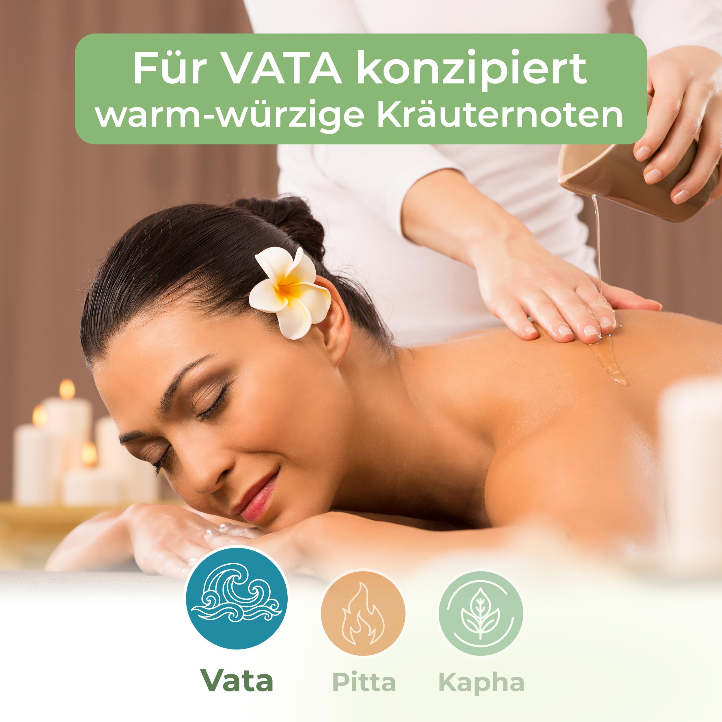 MASSAGE-EXPERT Ayurveda Kräuteröl VATA – Natürliche Ölmischung mit Kräuterextrakten für Massage & Pflege (1 Liter rePET-Flasche mit Spritzeinsatz)