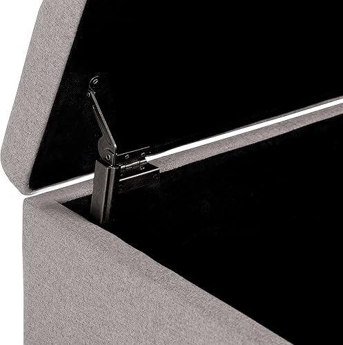 Miniatura 10 de SIMPLIHOME Dover - Banco otomano rectangular contemporáneo de 36 pulgadas de ancho en tela de lino gris nube, ensamblado, para sala de estar,