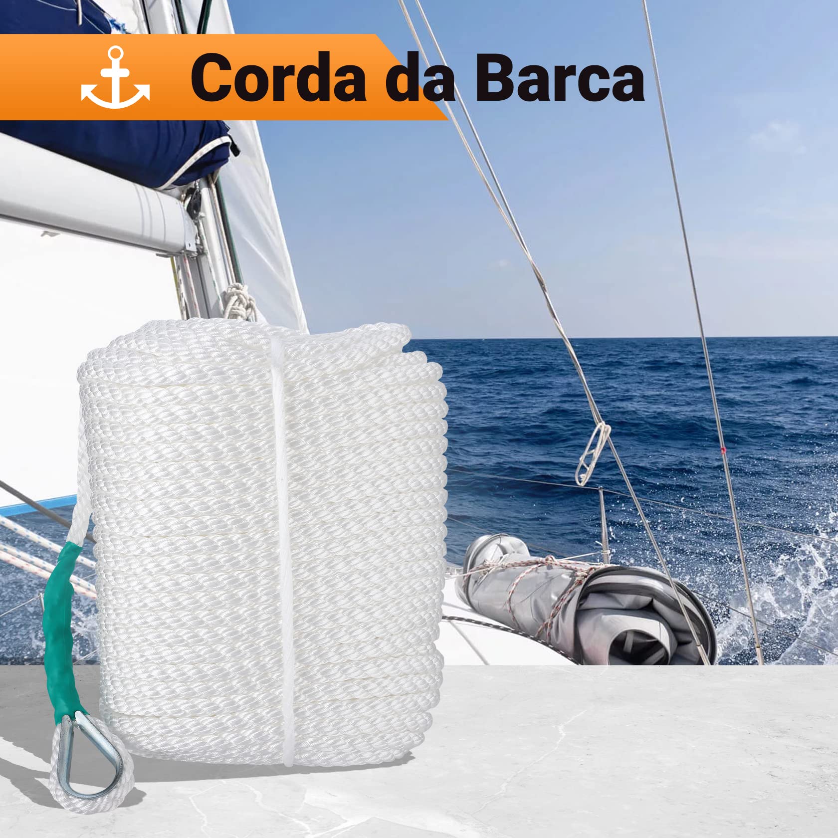 4 Cime Per Parabordi Galleggianti - Corda Da Ormeggio In PP, 1.5m X 6mm, Per Barche