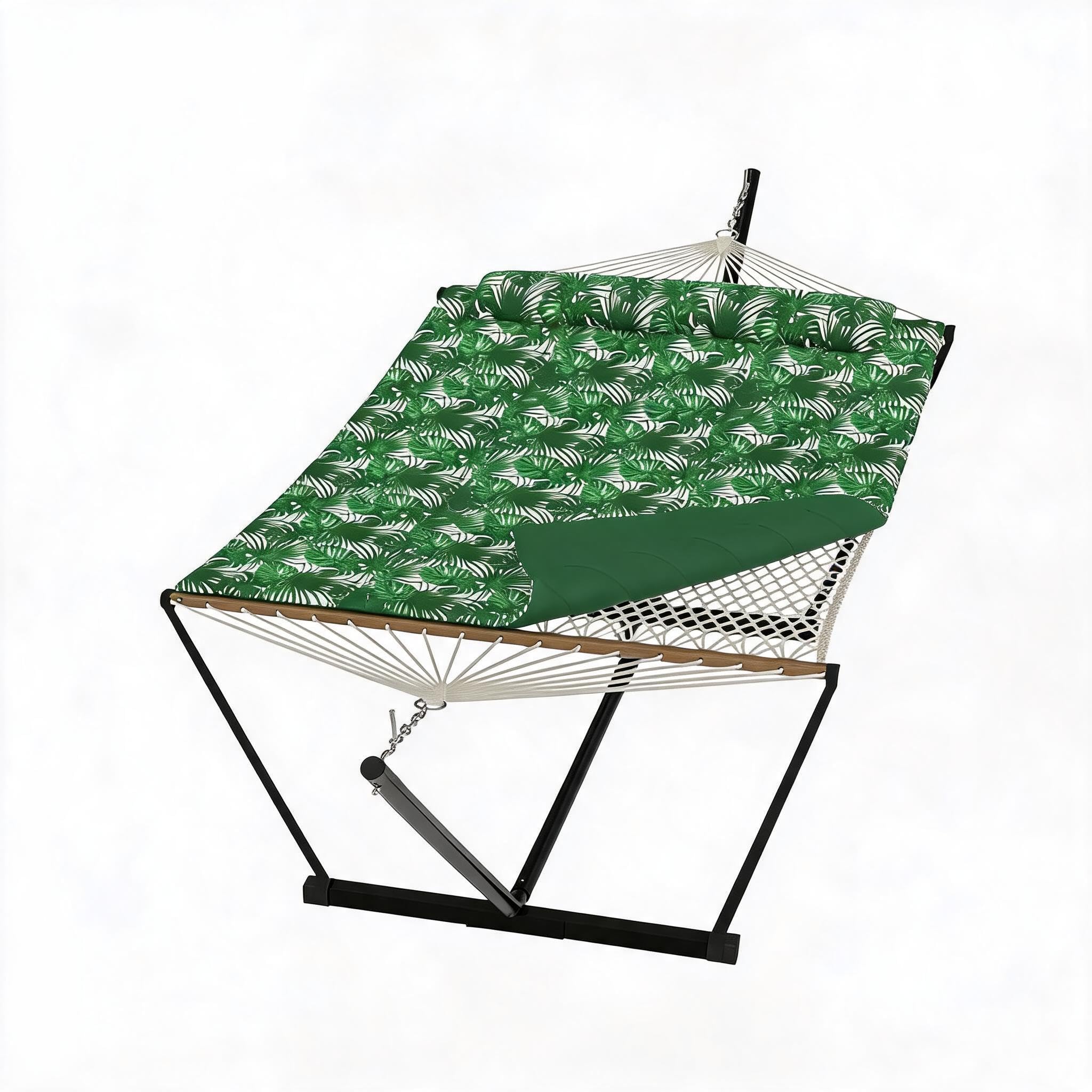 Cachpib Hammock with Stand, Removable Pad & Pillow, 2 Person Portable Hammocks, Indoor and Outdoor Hammock for Garden, Patio, Pool or Backyard, 450 Lbs Capacity